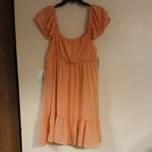 Peach Ruffle Sleeve Babydoll Dress Nwt Size XL Retail 35.00.